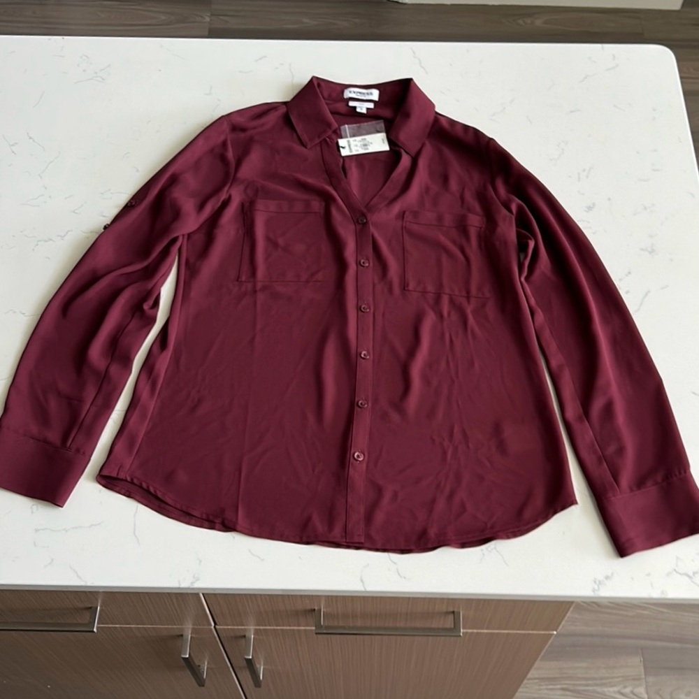 NWT Express Red Button Down Blouse